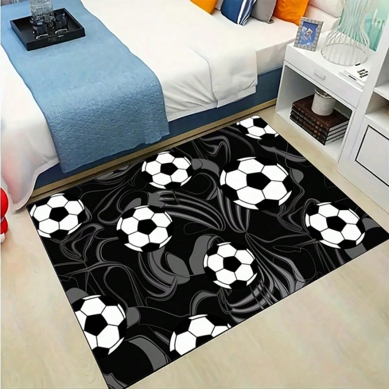 Outdoor Sport Flooring - Black Gray Swirl Soccer Print Floor