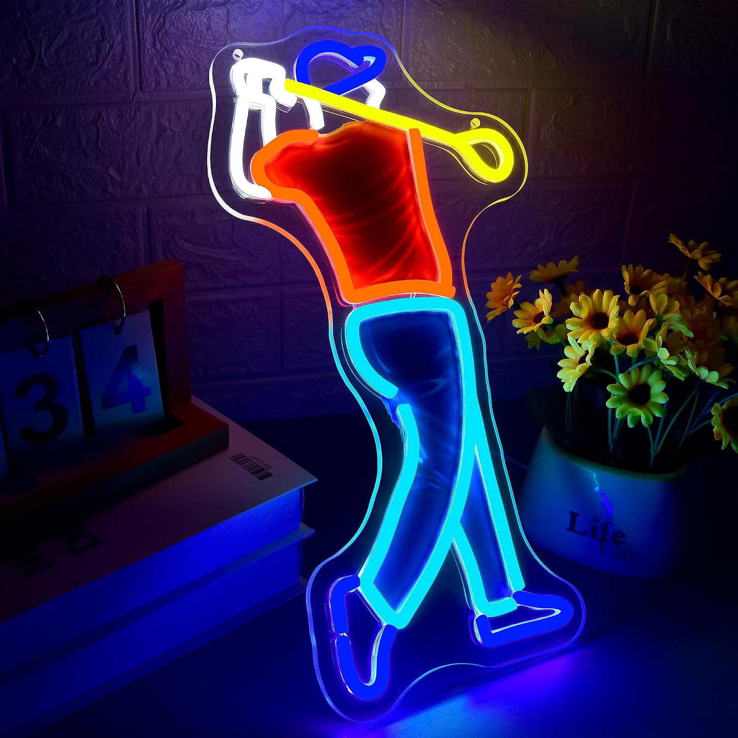 Golfer Swing Neon Sign USB Pow - Outdoor Sport Club review and price