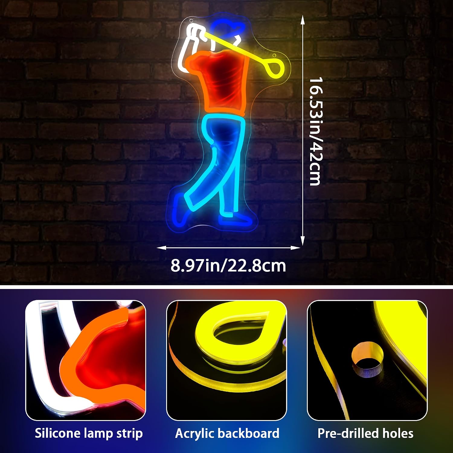 Golfer Swing Neon Sign USB Pow - Outdoor Sport Club review and price