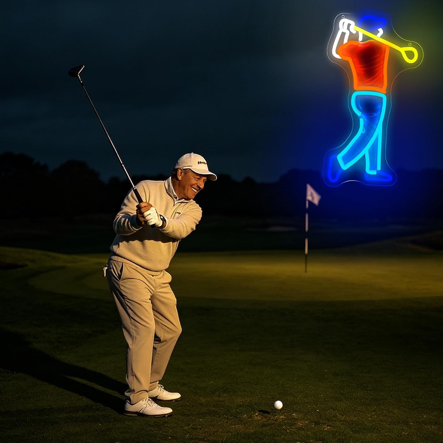 Golfer Swing Neon Sign USB Pow - Outdoor Sport Club review and price